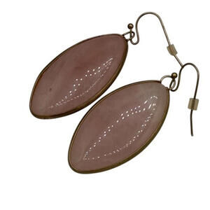 Drop Rose Quartz Earrings hook NWOT Gold tone drop dangle